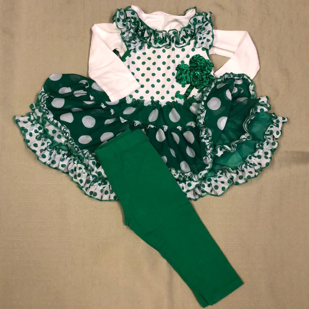 18 Mo Fancy St Pat's Dress/LS Shirt/Leggings/EUC